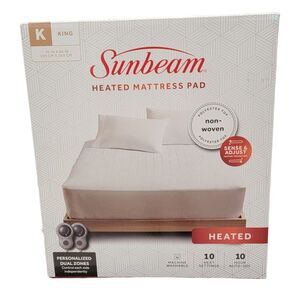 Sunbeam‎ King Electric Heated Mattress Pad Personalized Dual Zones Controllers